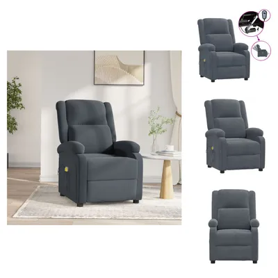 Image de vidaXL Fauteuil de massage électrique gris foncé velours - Fauteuil de massage