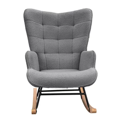 Produktbild von Gepolsterter Schaukelstuhl, ergonomischer Gartenschaukelstuhl, 75 x 68 x 92 cm, fürs Wohnzimmer, Dunkelgrau
