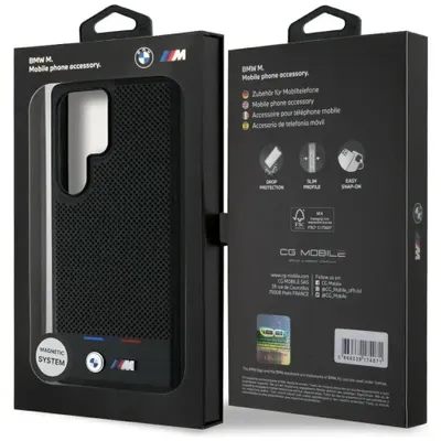 Image de BMW Leder Tricolor Stripe MagSafe Samsung Galaxy S25 Ultra schwarz