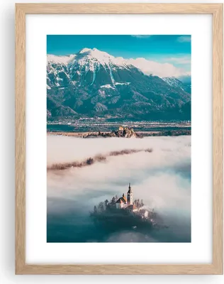 Produktbild von Gerahmtes Poster - Rahmen in heller Eiche - Winter Berge Wolken - 30x40 cm - Wand Bild - Wanddeko - Wandbilder - Kunstposter - Wandposter - Bilderrahmen - Bilder - Kunstdruck - P2NPA30x40-5183