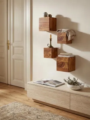 Wandregal Sheesham Massivholz natur 25x25x25 cm Wohnidee Wohnzimmer Einrichtungsidee stilvoll kombinieren Design Möbel Inspiration Wohnen Interior Zuhause modern hochwertig elegant Premium_#sku_SAFWL1.531#