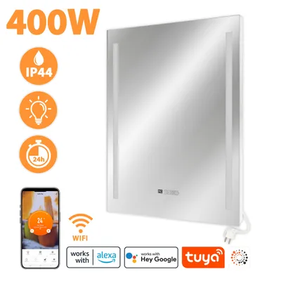 Image de Chauffage miroir infrarouge LM350-Pro 70x80cm 400W avec éclairage, Tuya Smart App
