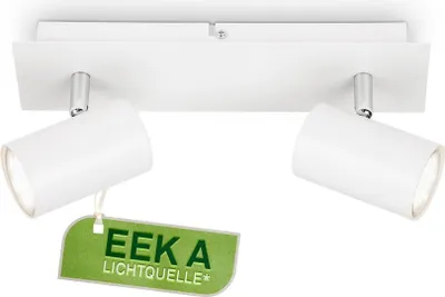 Produktbild von LED Deckenlampe mit EEKA Lichtquelle*, schwenkbar, warmweiß, 2x 2W mit je 450lm, Deckenleuchte, Wohnzimmerlampe, Schlafzimmerlampe, Küche,29cm,Weiß
