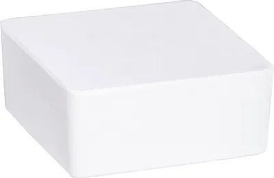 A white cube-shaped object on a white background.