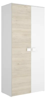 Kast Melamin Weiß/Natur 205x90x52 cm 2 Türen 2 Schubladen