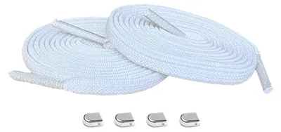 schnuersenkel elastisch weiss clips silber glanz