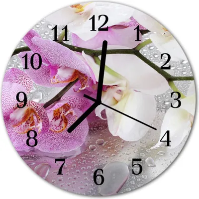 Produktbild von Glasuhr Wanduhr Küchenuhr Echt-Glas 30fi cm Orchidee mehrfarbig