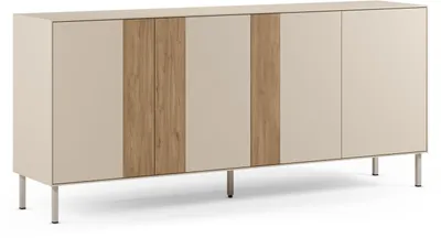 Image de Buffet MARINA en crème et chêne – 4 portes – 180 x 40 x 80 cm