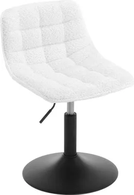 Produktbild von WOLTU Schminkhocker Barhocker mit Rückenlehne, aus bequemer Chenille, Metall : Weiß 1 Farbe: Weiß Stückzahl: 1