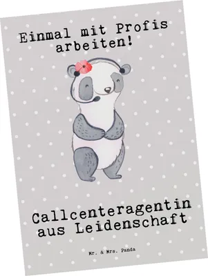 Produktbild von Mr. & Mrs. Panda Postkarte Callcenteragentin Leidenschaft - Grau Pastell - Geschenk, Spruch, Backoffice Mitarbeiter, Customer Service, Postkarten, Ansichtskarten, Lustig