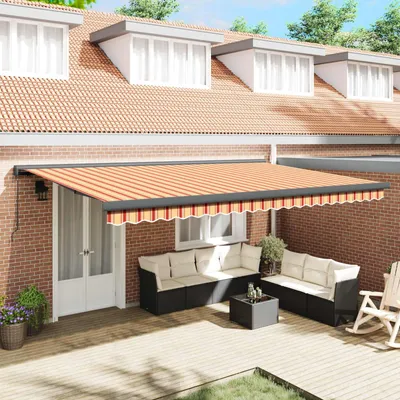 Immagine prodotto di Maison Exclusive - Tenda da sole a braccio estensibile, giallo e arancione, 500 x 300 cm