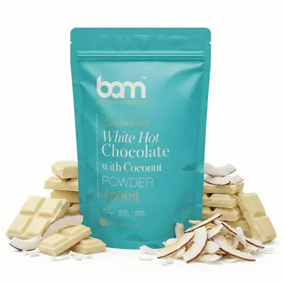 Produktbild von BAM Weiße Heiße Schokolade mit Kokosnuss - Trinkschokolade - heiße Schokolade - 1500 g