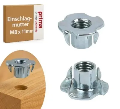 Zdjęcie produktu dla Nakrętka wbijana M8 x 11 mm, ocynkowana – 4 końcówki do wbijania – 50 sztuk