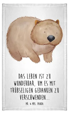 Produktbild von Mr. & Mrs. Panda Handtuch Wombat - Weiß - Geschenk, Spruch, badezimmer, Das Leben Ist schön, Gäste-WC, Baumwollhandtuch, Lustige Sprüche, baumwolle, Motivation, gäste wc
