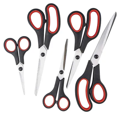 Scherenset 5-teilig, Edelstahl, Softgrip, 14–24,5 cm