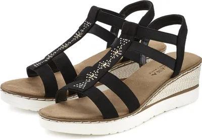 Produktbild von LASCANA Sandalette Sommerschuh, offener Schuh, Sandale, Keilsandalette, schwarz Größe 39