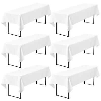 Immagine prodotto di Tovaglia per tavolo da birra, confezione da 6, colore bianco, dimensioni 260 x 110 cm, in poliestere, lavabile