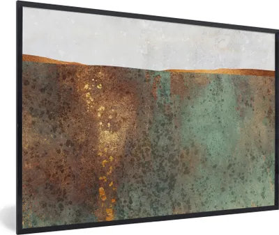 Produktbild von MuchoWow® Gerahmtes Poster Abstrakt - Luxus - Gold 90x60 cm - Poster mit Schwarzem Bilderrahmen Wandposter Rahmen Foto Bilder - Fotorahmen - Foto-Plakat