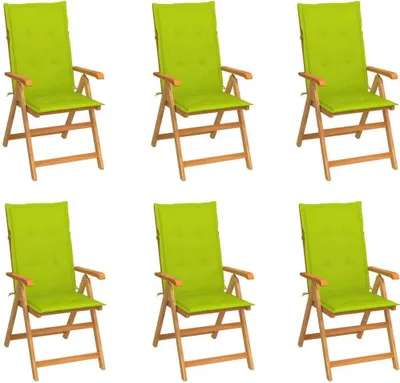 Produktbild von Maison Exclusive - Gartenstühle 6 Stk. mit Hellgrünen Kissen Massivholz Teak