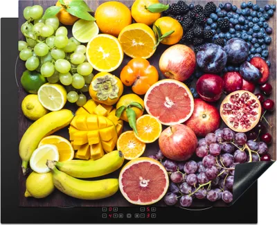 Produktbild von KitchenYeah© Herdabdeckplatte Obst - Regenbogen - Farben , 65x52cm, Küche Deko, Glaskeramikkochfeld Herdabdeckung, Abdeckplatte fùr Kochfeld