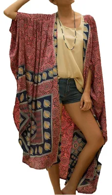 Produktbild von Solidchoice – Langer, böhmischer Kimono für Damen, leicht und atmungsaktiv