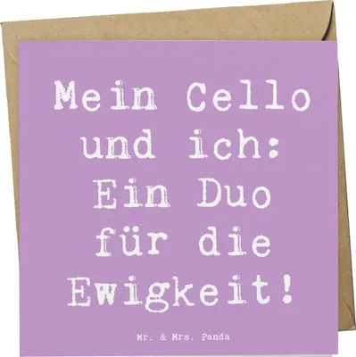 Produktbild von Mr. & Mrs. Panda Grußkarte Spruch Cello Duo - Lavendeltraum - Geschenk, anlasskarte, Musiker, Musik, doppelkarte, Orchester, faltkarte, Musikinstrument, Lernen, Cellist