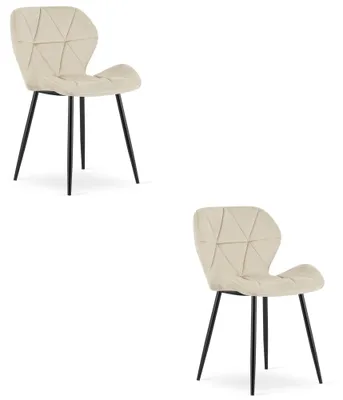 Imagen del producto de Sillón - Leobert - Mango - Terciopelo beige claro/Patas negras - Juego de 2