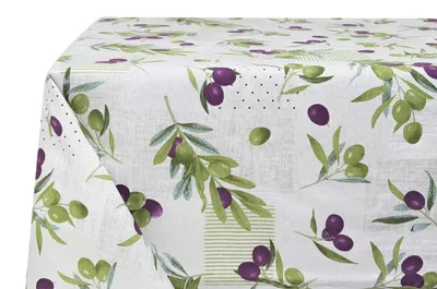 Tischdecke 140x240 cm, Olivenmuster, 100% Baumwolle