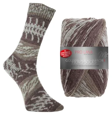 Produktbild von Pro Lana FJORD SOCKS 100 g 4-fach Norweger-Sockenwolle mit zauberhaftem Norwegermuster 420 m Farbe 194 - braun color