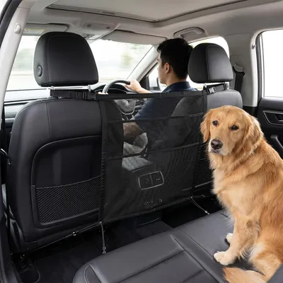 Produktbild von Hundegitter Auto, verstellbar, für Haustiere, mit Aufbewahrungstaschen, für Rücksitz