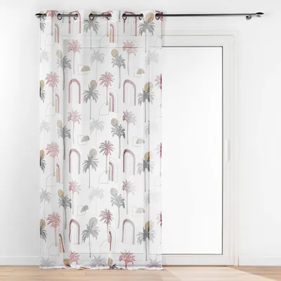 Voile-Gardine mit Ösen 140x280 cm, buntes Design, halbtransparent