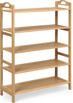 Produktbild von COSTWAY Schuhregal für 15 Paar Schuhe, Schuhablage mit 5 Ebenen, Schuhständer, Schuh-Organizer, Schuhaufbewahrung Bambus 67x26,5x96,5cm
