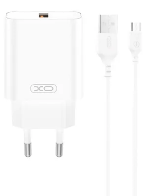 Obrázok produktu pre Rýchlonabíjačka XO CE33 18?W QC, 1× USB-A, vrátane kábla USB-C, biela