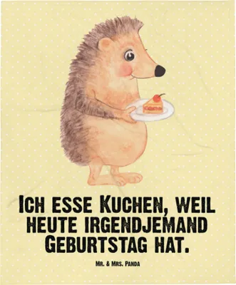 Produktbild von Mr. & Mrs. Panda Fleecedecke Igel Kuchenstück - Gelb Pastell - Geschenk, Babydecke, Erstlingsdecke, Torte, Plaid, Kuchen Backen, Schlummerdecke, Kinderdecke