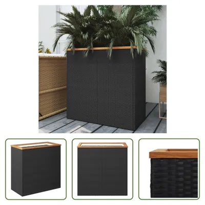 Produktbild von The Living Store Pflanzkübel Schwarz 80x40x80 cm Poly Rattan
