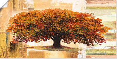 Produktbild von ARTland Poster Herbstbaum auf abstraktem Hintergrund Größe: 100x50 cm