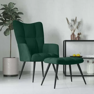 Immagine prodotto di vidaXL Poltrona relax con sgabello in velluto verde scuro