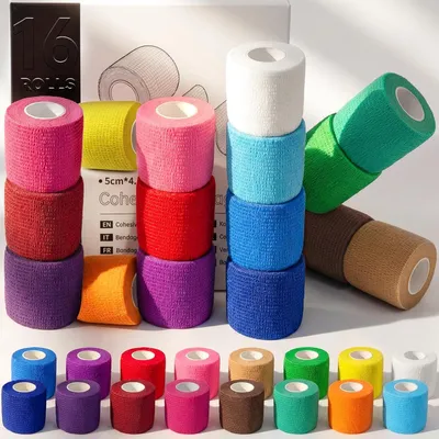 Zdjęcie produktu dla Bandaż samoprzylepny 5 cm x 4.5 m, 16 rolek, dla zwierząt domowych, 16 kolorów