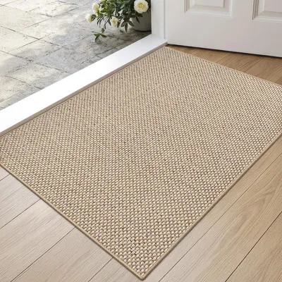 Zdjęcie produktu dla Wycieraczka przy drzwi - Do wnętrza - 44 x 76 cm - Chłonna i nadająca się do prania - Antypoślizgowa - Beżowa