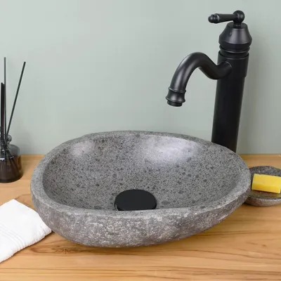 Image de Lavabo en pierre naturelle ovale - Lavabo de salle de bain - Durable