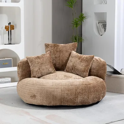 Image de Fauteuil relax en forme de sac, avec 3 coussins, pour adultes et enfants, idéal pour une utilisation intérieure et extérieure