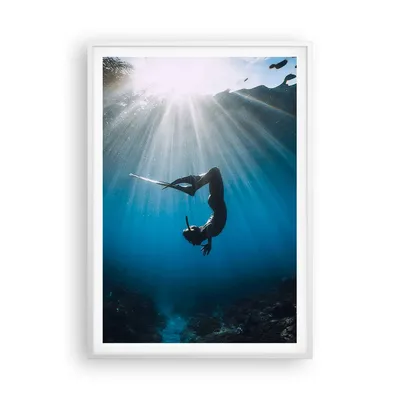 Produktbild von Gerahmtes Poster - Weißer Rahmen - Flossen Boden Taucher - 70x100 cm - Wand Bild - Wanddeko - Wandbilder - Kunstposter - Wandposter - Bilderrahmen - Bilder - Kunstdruck - P2WPA70x100-5097