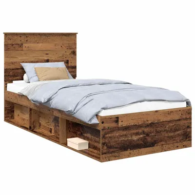 Obrázek produktu pro Rám postele s čelo Staré dřevo 75 x 190 cm Masivní borové dřevo