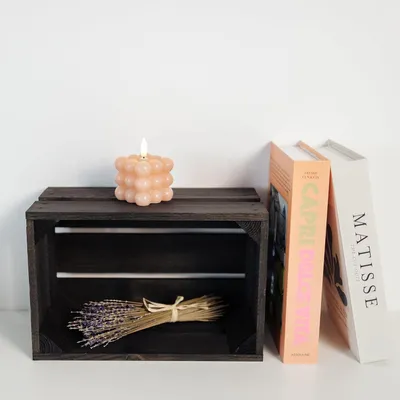 Immagine prodotto di Creative Deco Cassetta Nera in Legno | 30 x 20 x 15 cm | Cassetta di Legno in Stile Vintage, Shabby | Ideale Scatola Porta Oggetti, Portafrutta