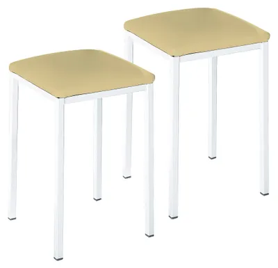 2er Set Küchenhocker, Kunstleder, Beige, Sitzhöhe 45 cm