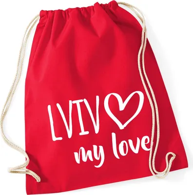 Produktbild von Huuraa Turnbeutel Lviv my love 12 Liter Classic Red Baumwolle Rucksack Geschenkidee