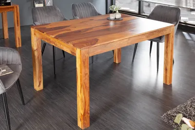 Produktbild von riess-ambiente Massivholz Esstisch PURE 135cm natur stone finish Sheeshamholz einzigartige Maserung Esszimmertisch Tisch