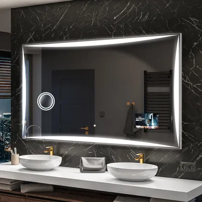 Produktbild von Artforma Badspiegel SMART 170x60 cm - mit LED Beleuchtung - LED Farbe Kaltweiß 7000K - Individuell Nach Maß - Beleuchtet Wandspiegel Lichtspiegel Badezimmerspiegel | Lichtschalter: Touch Schalter |SLED077