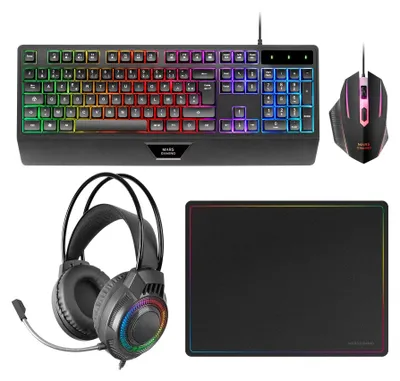 Produktbild von Mars Gaming MCP124PRO, Kabelgebunden, USB, Membran Key Switch, AZERTY, RGB-LED, Schwarz
