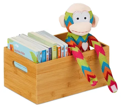 Imagen del producto de TRANKIELO® - Caja de almacenamiento de bambú - Caja de madera para el baño, juguetes y más - 14 x 30 x 20 cm